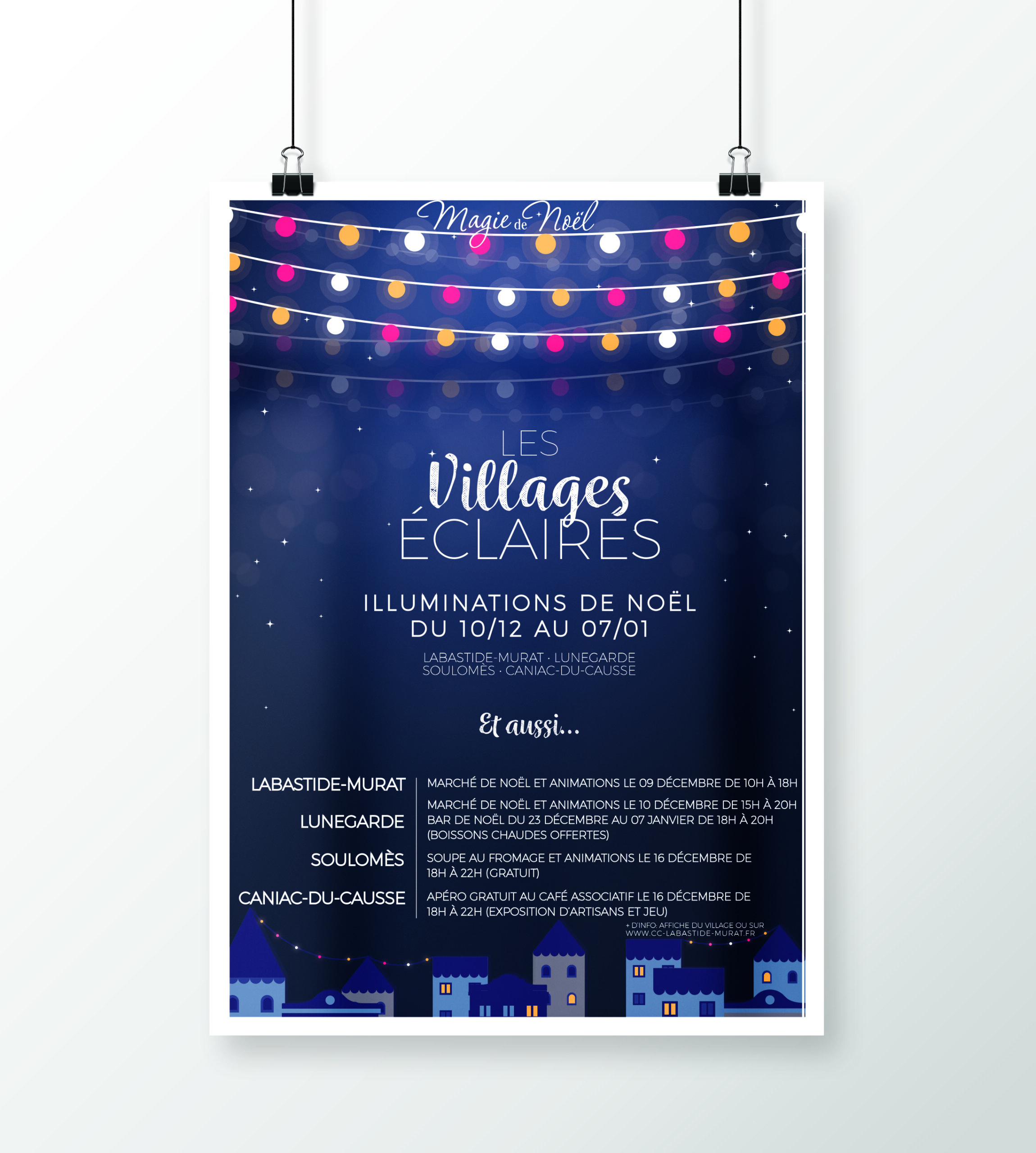 Affiche Villages Eclairés Communauté de Communes de Labastide Murat © Cécile Asquier
